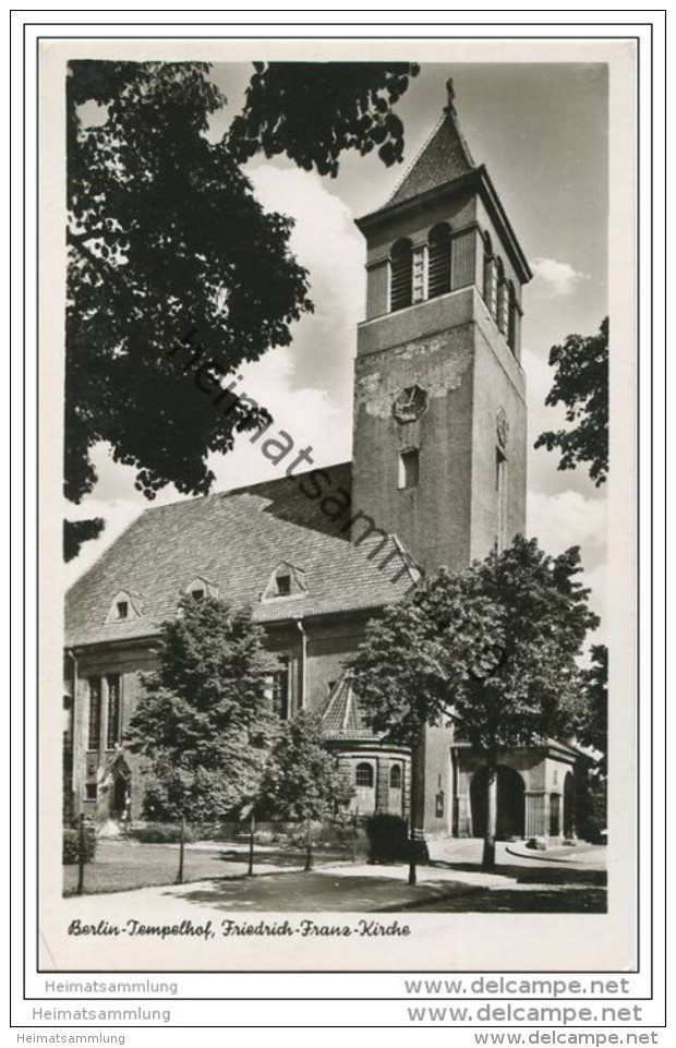 Berlin-Tempelhof - Friedrich-Franz Kirche - Foto-AK 1953 - Tempelhof