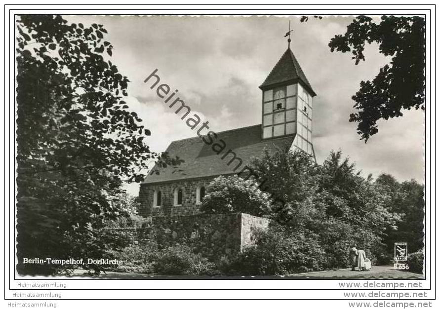 Berlin-Tempelhof - Dorfkirche - Foto-AK 1957 - Tempelhof