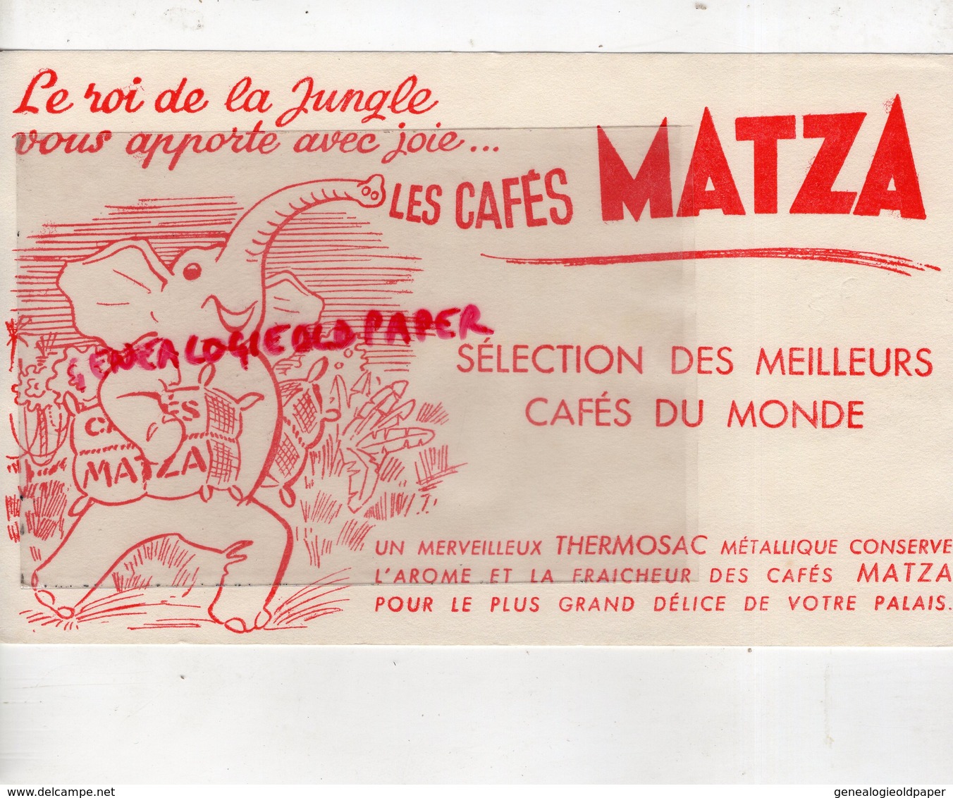 BUVARD ELEPHANT - CAFES MATZA - Animaux