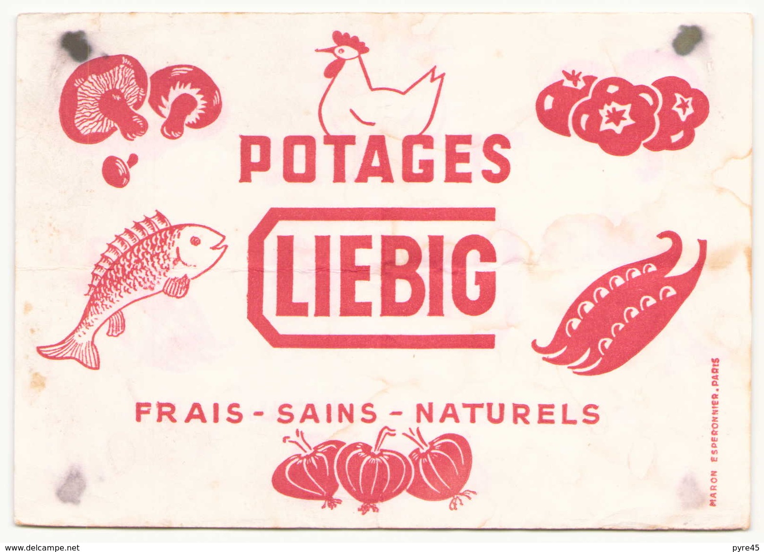 Buvard  ( 20 X 14.5 Cm ) Liebig Potages ( Pliures, Auréoles, Taches ) - Soups & Sauces