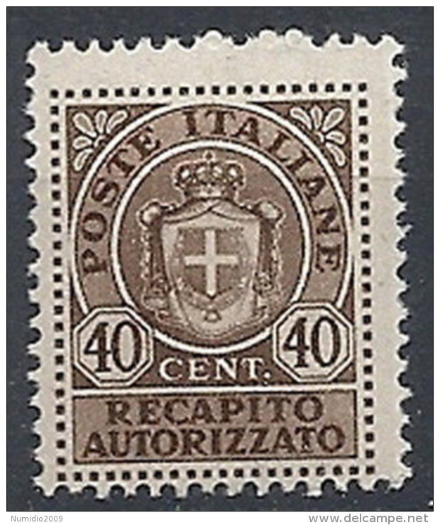 1945 LUOGOTENENZA RECAPITO AUTORIZZATO 40 CENT MNH ** - RR12490 - Autorisierter Privatdienst