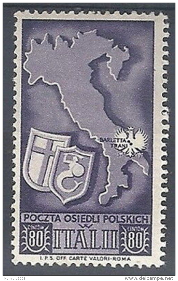 1946 CORPO POLACCO SOCCORSO DI GUERRA 80 CENT MH * - RR11970 - 1946-47 Zeitraum Corpo Polacco