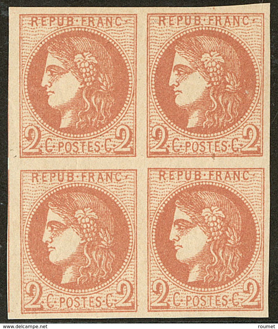 ** No 40IIa, Brun-rouge Clair, Bloc De Quatre (deux Ex *), Deux Voisins, Très Frais. - TB - 1870 Bordeaux Printing