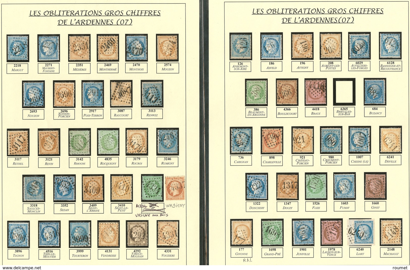 ARDENNES. Collection De 56 Bureaux Dont Gc 177 RAL, 6240, Etc. - TB - Other & Unclassified