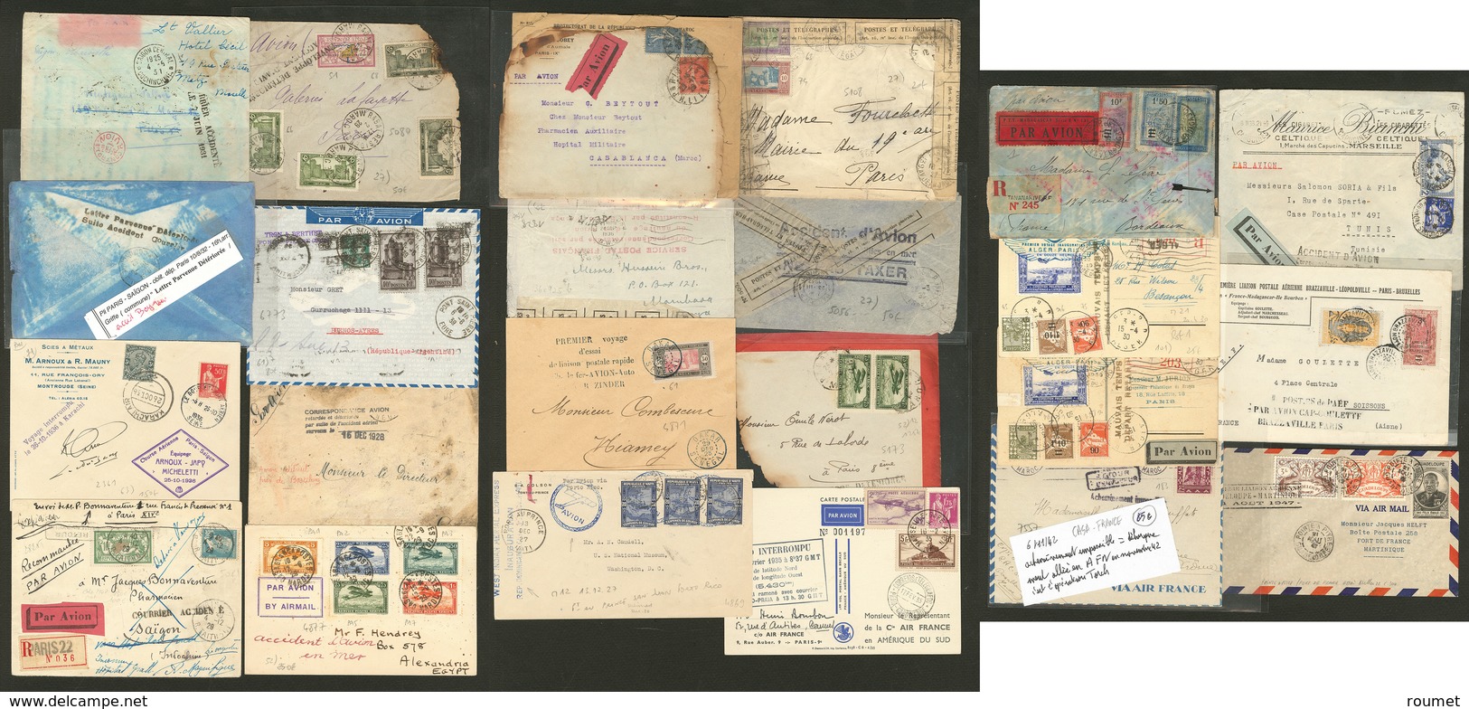 LETTRE Lot 1925-1942, 23 Plis Dont Lignes Mermoz, Noguès Et Africaines, Griffes, CS, Obl Et Destinations. - TB - Other & Unclassified