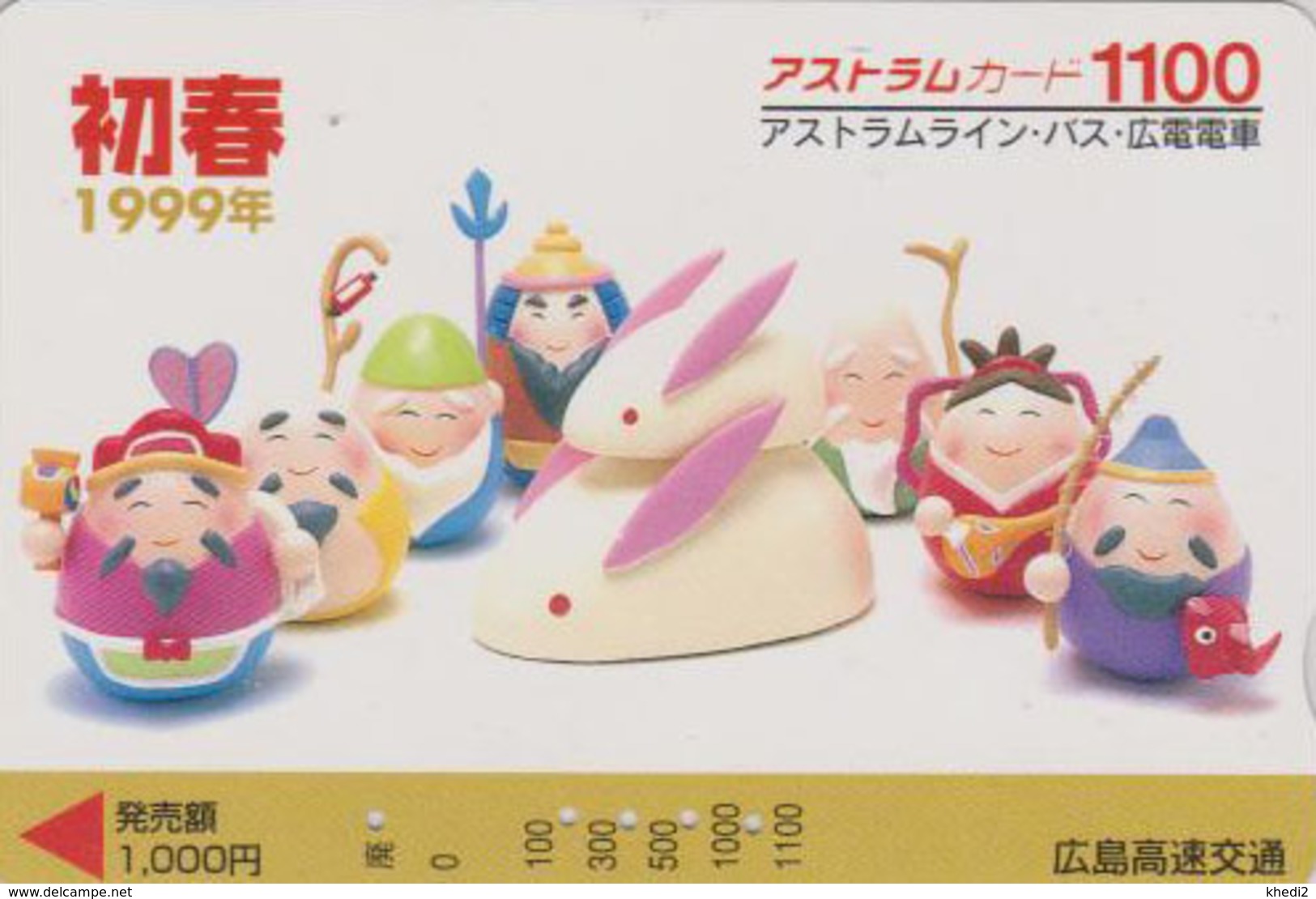 Carte Japon - ANIMAL - LAPIN 1100  & Dieux Du Bonheur Zodiaque 1999  - RABBIT Zodiac Japan Card - KANINCHEN  - FR 281 - Lapins