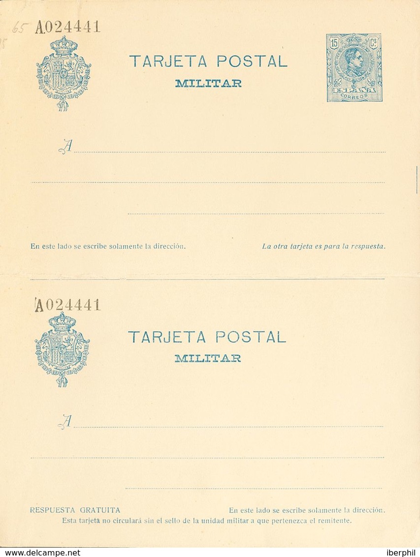 (*)NE33M1. 1921. 15 Cts Azul + Sin Valor Azul Sobre Tarjeta Entero Postal, De Ida Y Vuelta. MAGNIFICA. Edifil 2018: 73 E - Autres & Non Classés