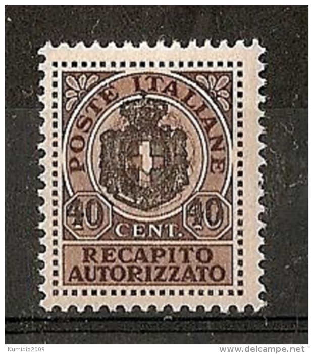 1945 LUOGOTENENZA REC. AUTORIZZATO 40 C MNH ** - 7310-4 - Autorisierter Privatdienst