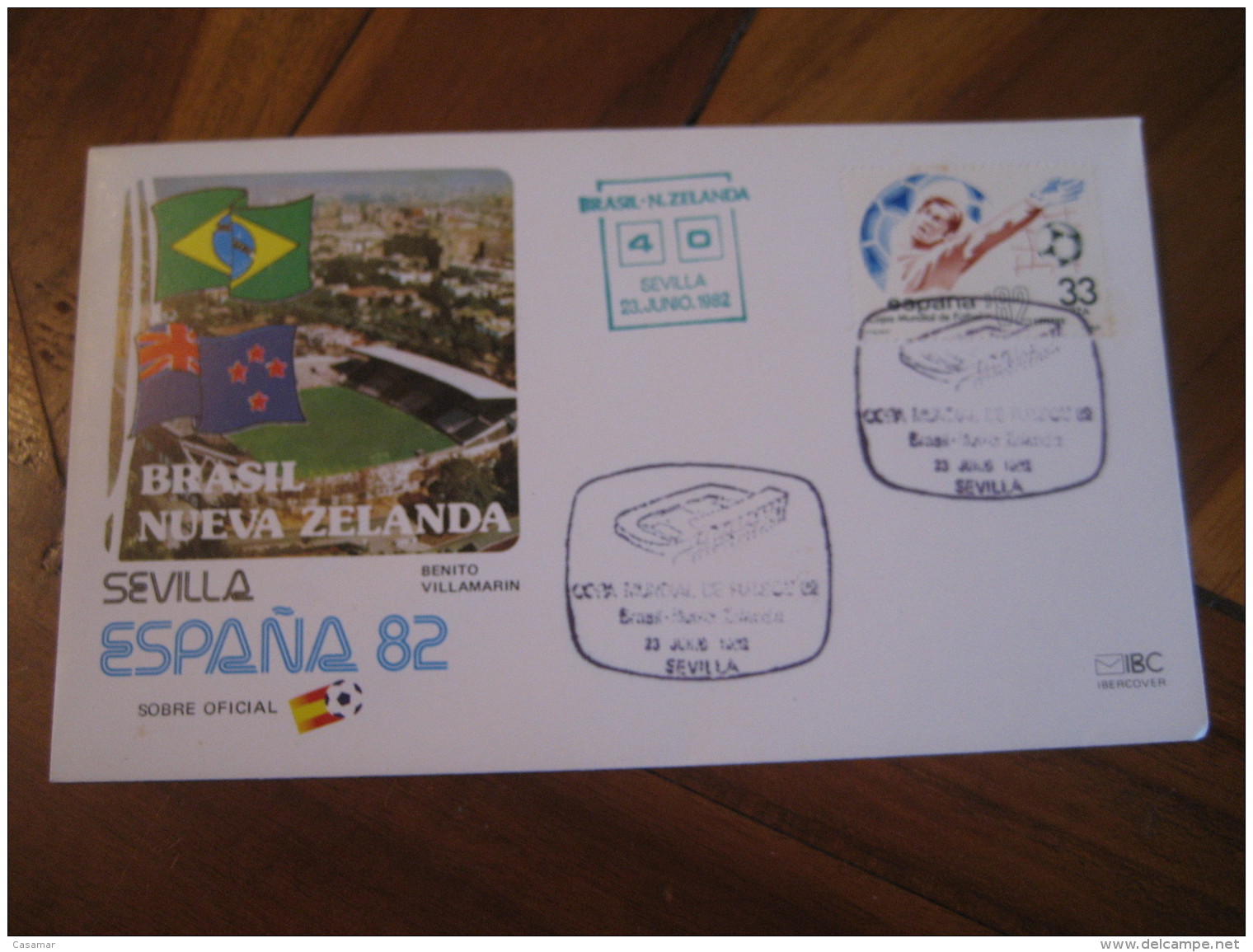 Brasil - Nueva Zelanda SEVILLA 1982 Cancel Cover SPAIN Football World Cup Championship Futbol Betis Brazil NEW ZEALAND - Briefe U. Dokumente