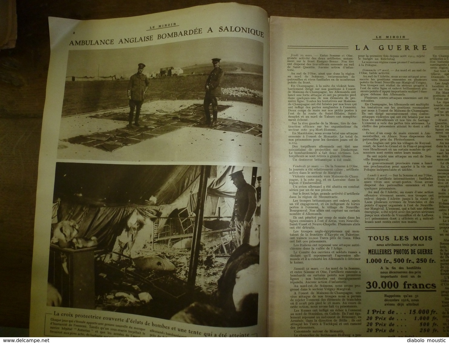 1917 LE MIROIR:Crimes à Crouchévatz (Serbie); Manequins Explosifs;Chauny,Bapaume,Peronne;British-Army;Les Portugais;etc - French