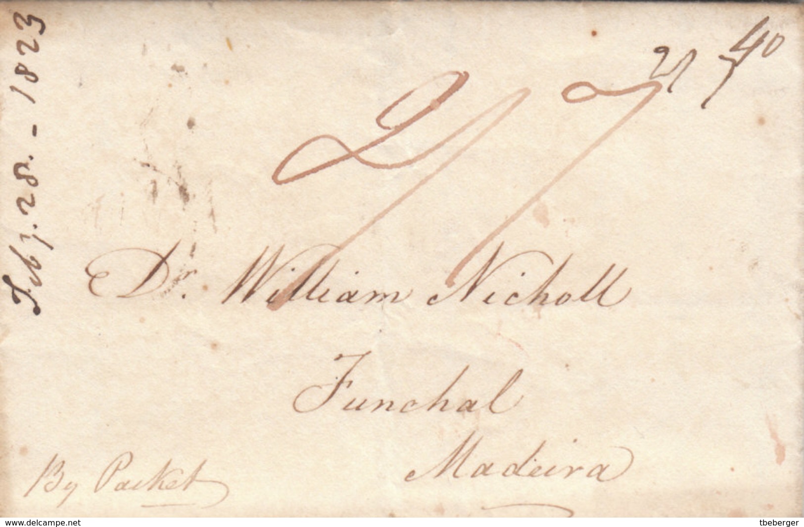 United Kingdom Madeira 1821/27 Correspondence 7 Entire Letters London To Funchal (q191) - ...-1840 Precursores