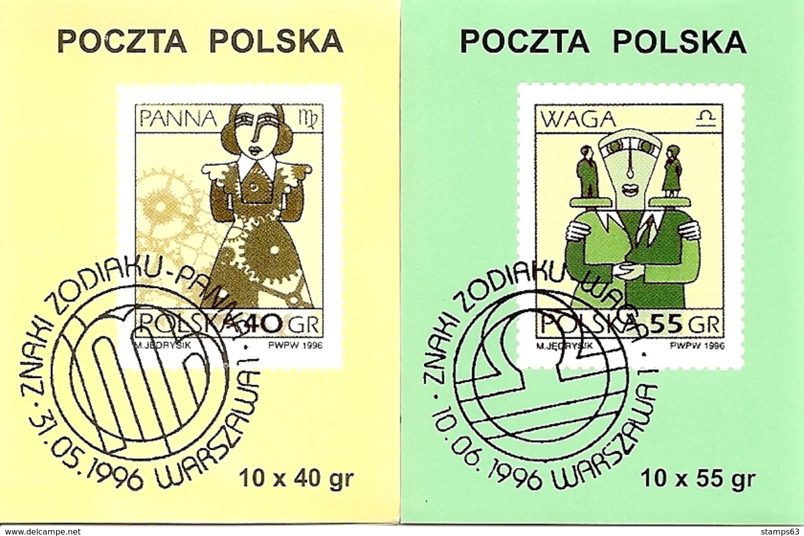 POLAND / POLEN, 1996, Booklet 12a/13a, Zodiac, Reprint - Carnets