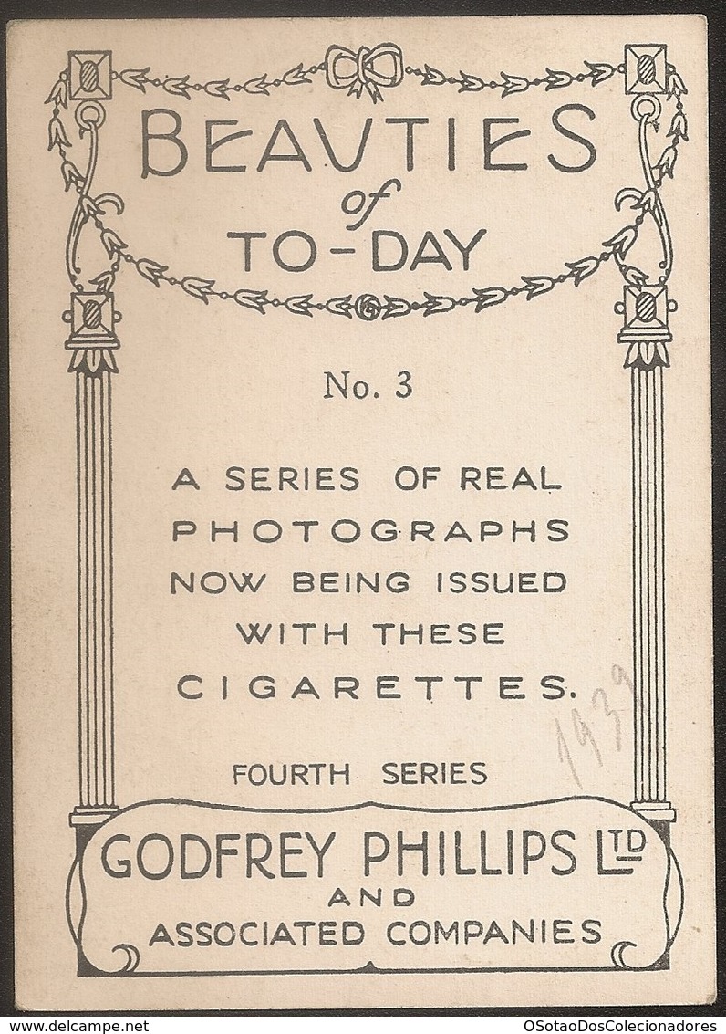 Cigarrete Card Vintage - Godfrey Phillips - Beauties Of To-Day - Carol Hughes Nº3 - Real Photo - Phillips / BDV