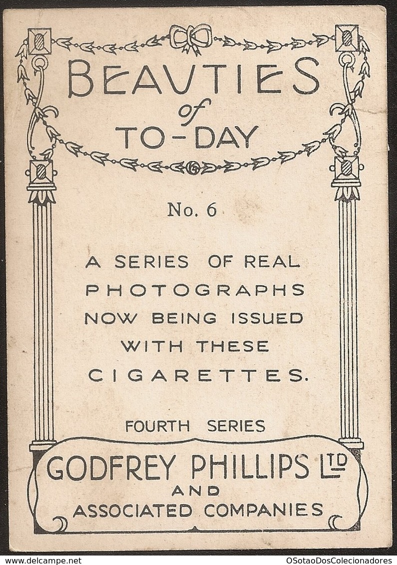 Cigarrete Card Vintage - Godfrey Phillips - Beauties Of To-Day - Barbara Glenn Nº6 - Real Photo - Phillips / BDV