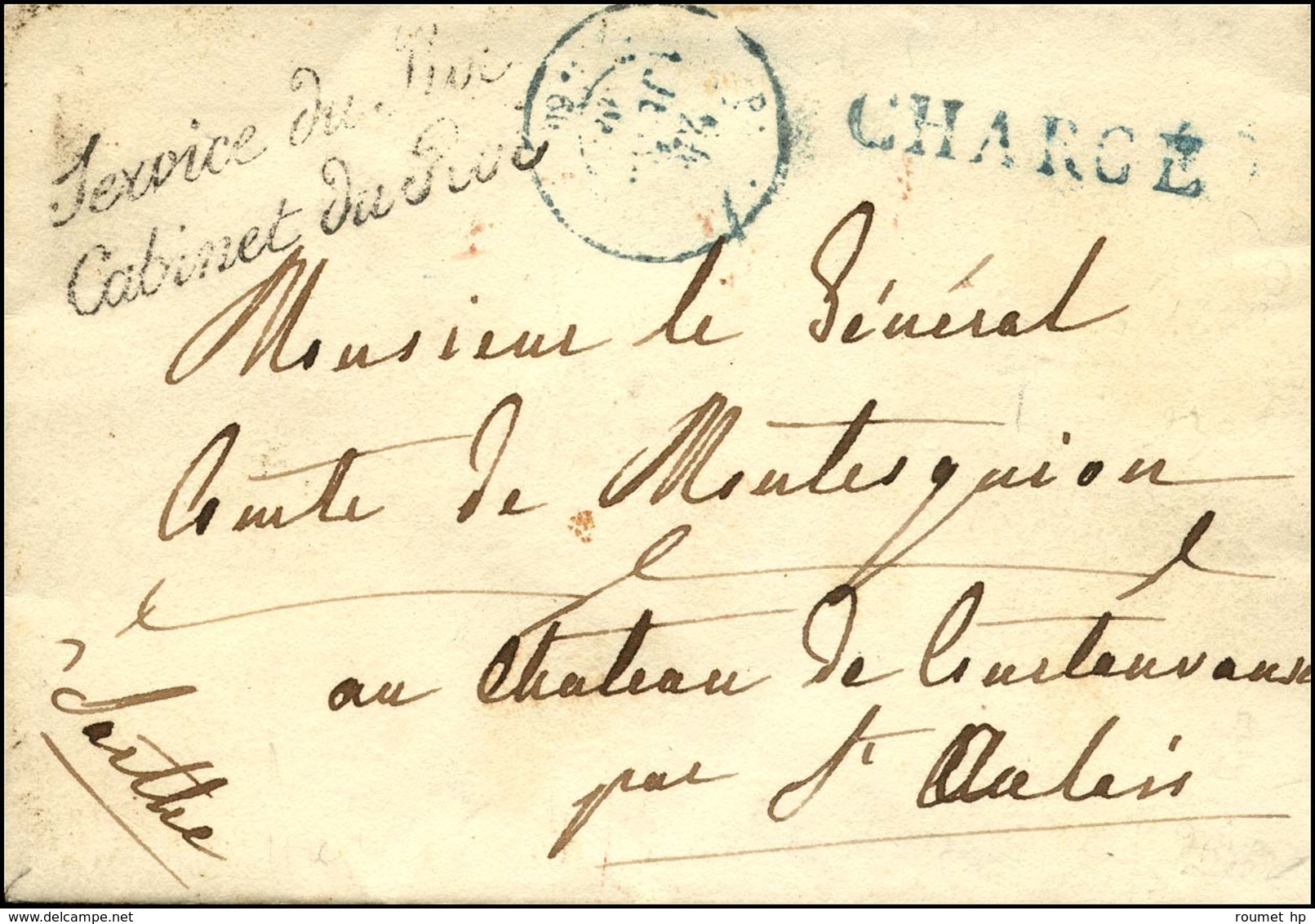 Service Du Roi / Cabinet Du Roi + CHARGÉ (B) (S N° 4669) Sur Lettre Pour Le Comte De Montesquiou. 1840. - TB. - R. - Cartas Civiles En Franquicia