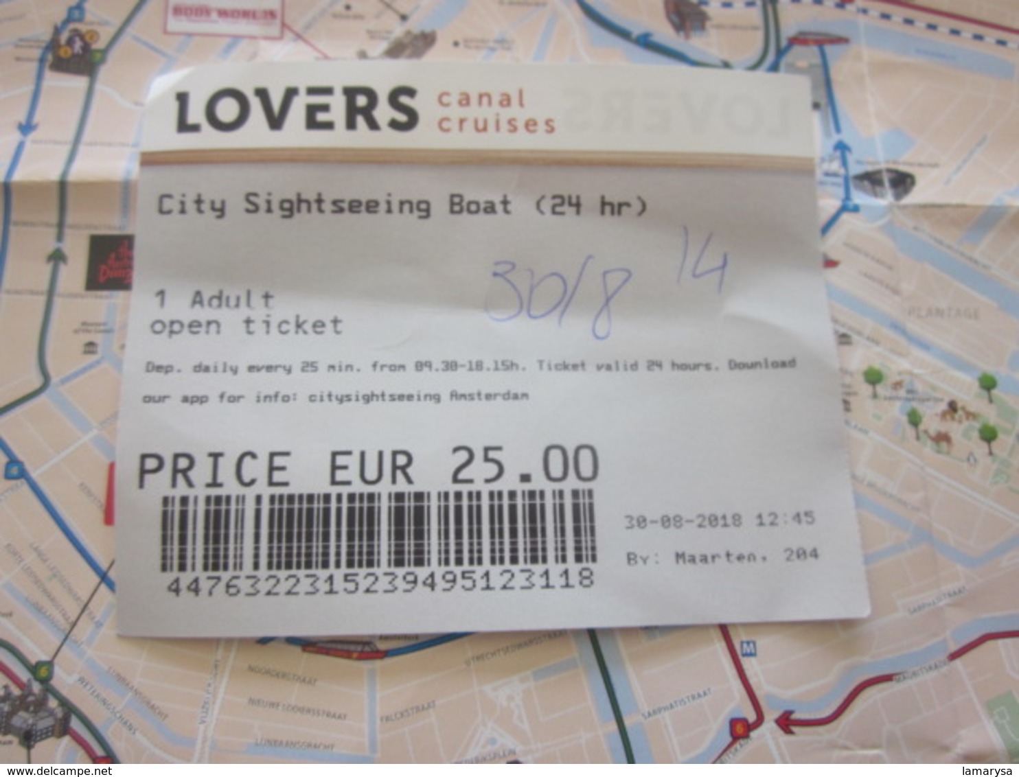 Amsterdam Dépliant Publicitaire MAP City Sightseeing-Titre Transport-Ticket 24H Voyage Billet Embarquement Bateau Lovers - Europa