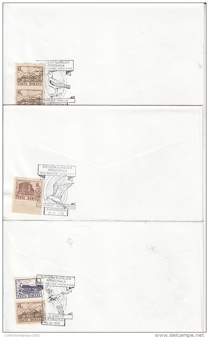 73036- TERN, GULL, EGRET, MERGANSER, LAPWING, DUNLIN, SKUA, GODWIT, AVOCET, SPECIAL COVER, 10X, 1993, ROMANIA - Albatros