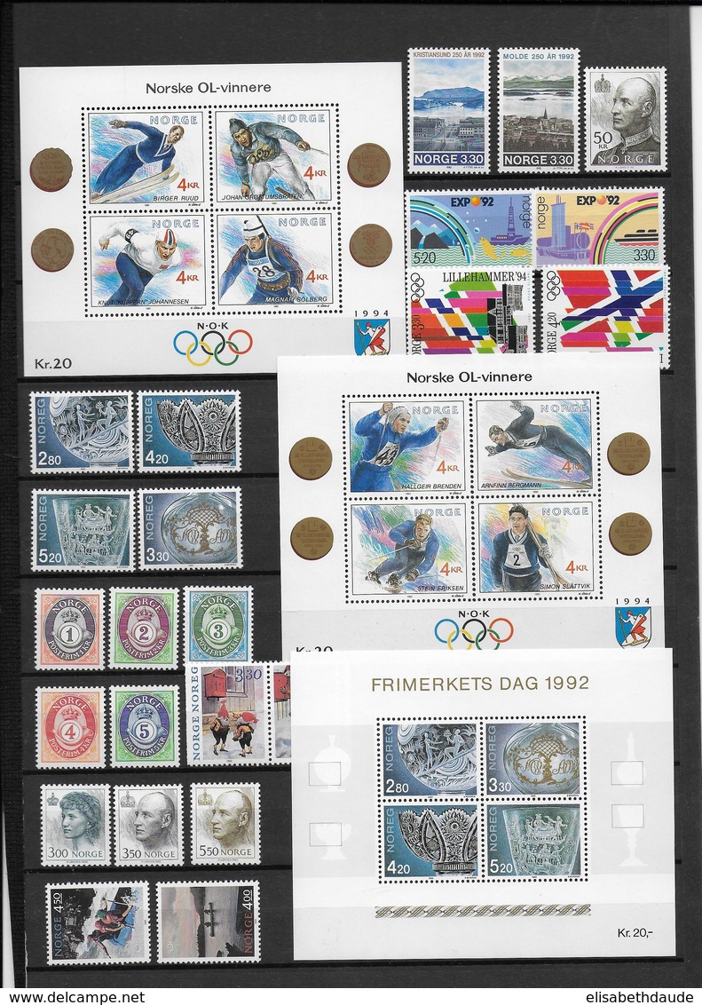 NORVEGE - COLLECTIONS ANNEES 90/92  **/MNH - COTE YVERT = 180 EUR. - 2 SCANS - Collections