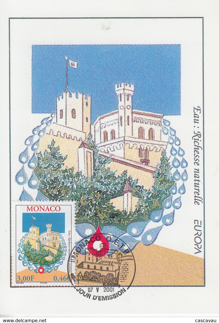 Carte  Maximum  1er  Jour   MONACO   L' Eau   EUROPA   2001 - 2001