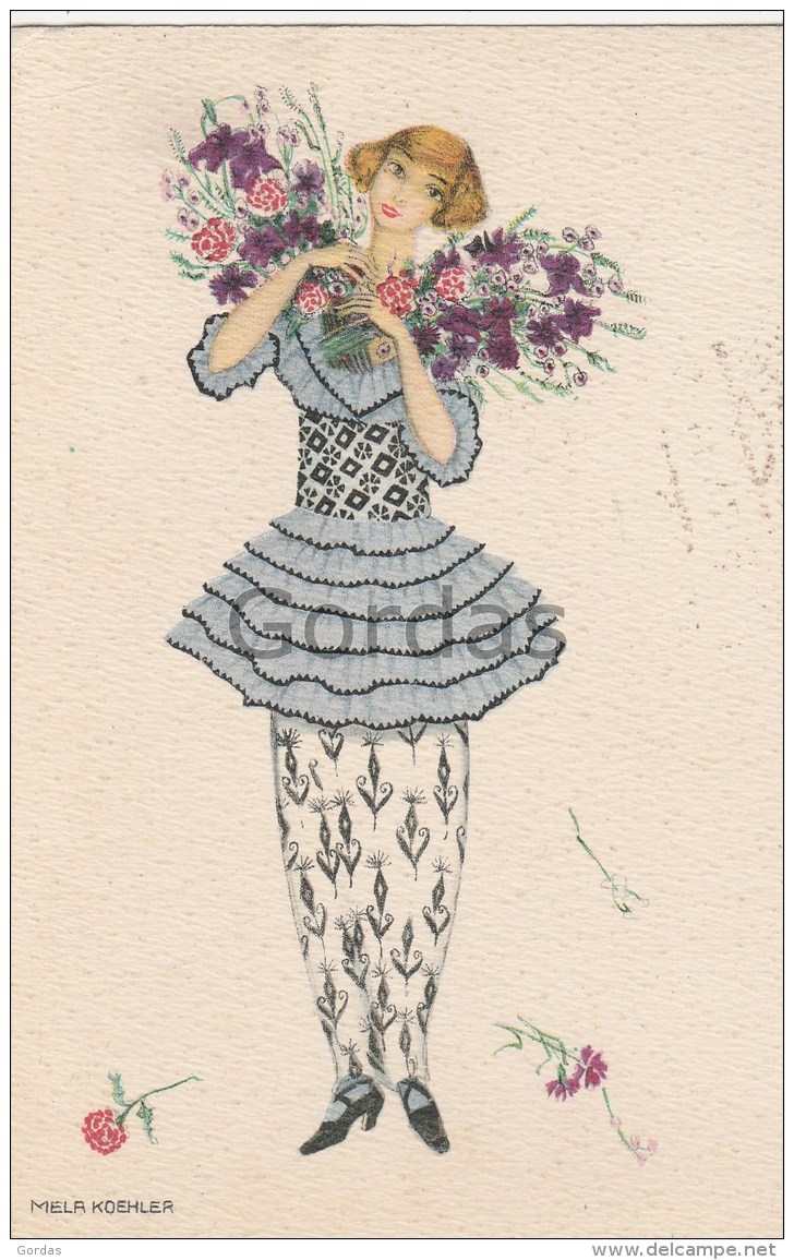 Illustrateur Mela Koehler - Woman With Flower - Koehler, Mela