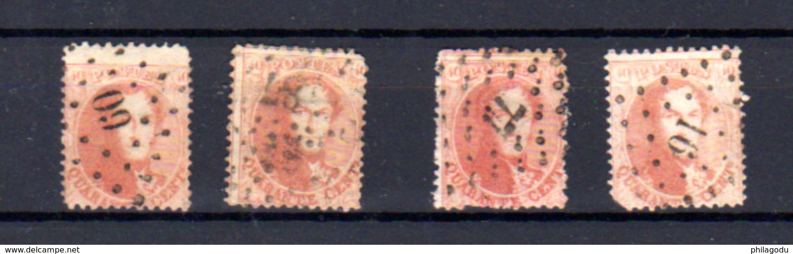 1863, Belgique, Léopold 1er, 4 X  16 A  Ob, Cote 120 €, - 1849-1865 Medallions (Other)