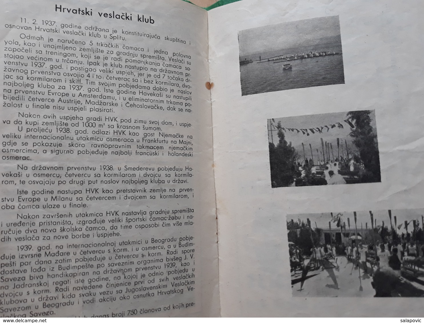 PROGRAM VESLACKIH UTAKMICA ZA PRVENSTVO JADRANA 1940 SPLIT, JADRANSKA REGATA   Rrrare