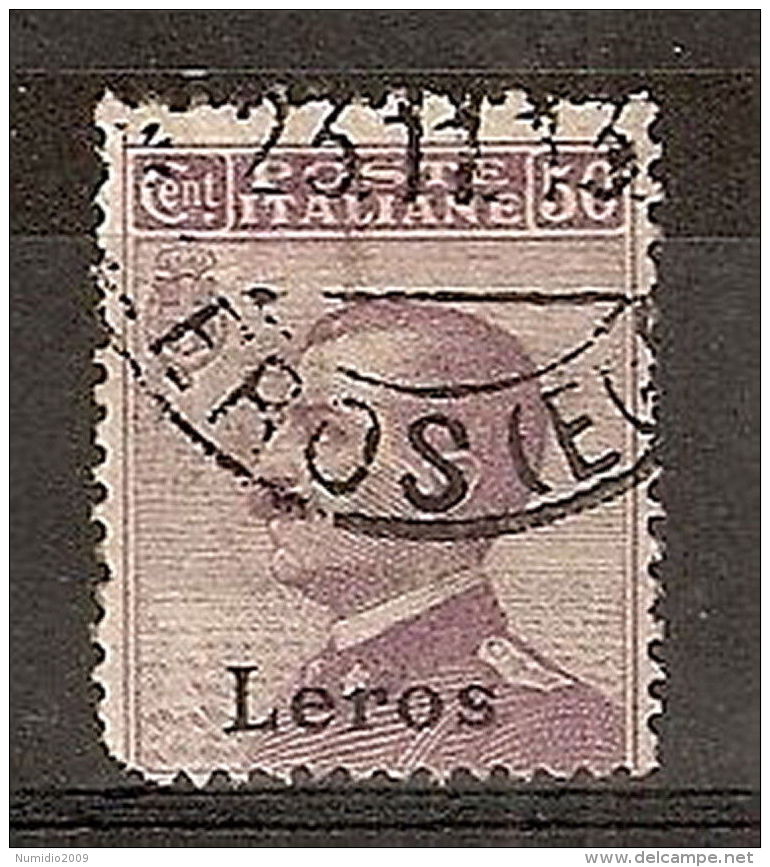 1912 EGEO LERO USATO EFFIGIE 50 CENT - RR5649 - Ägäis (Lero)