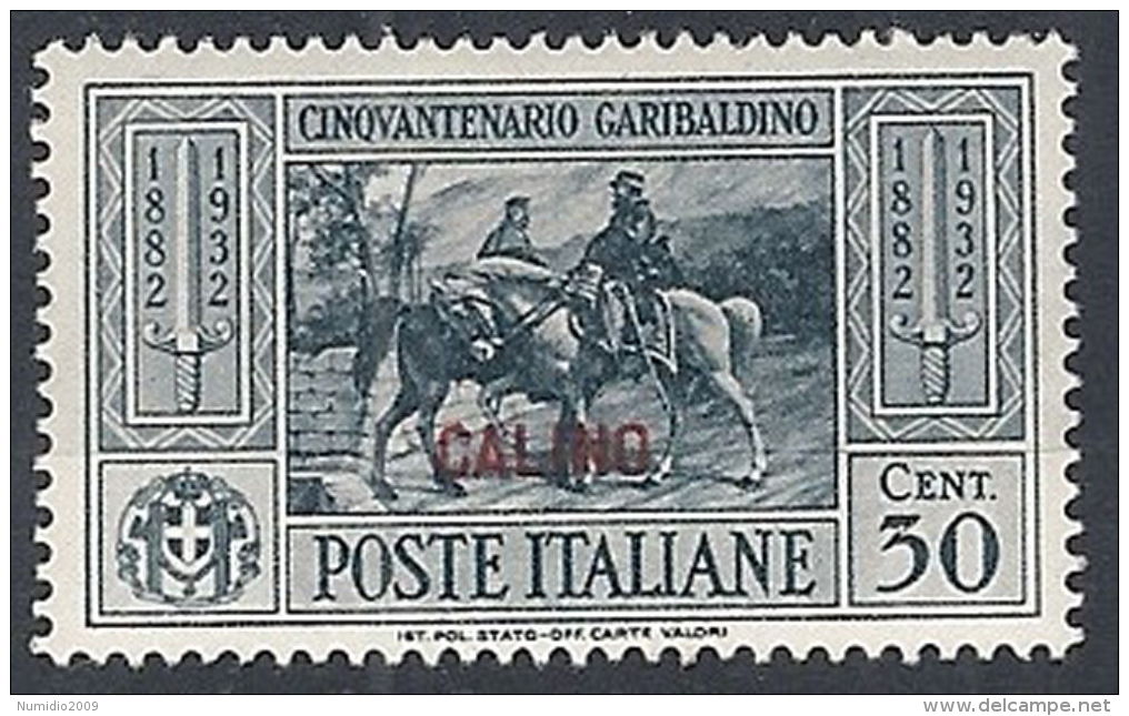 1932 EGEO CALINO GARIBALDI 30 CENT MH * - RR12388 - Egeo (Calino)