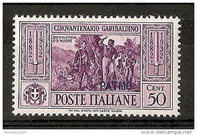 1932 EGEO PATMO GARIBALDI 50 CENT MH * - RR7397 - Egeo (Patmo)