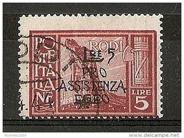 1943 OCCUPAZIONE TEDESCA EGEO USATO PITTORICA 5 LIRE - RR5864 - Egée (Occ. Allemande)