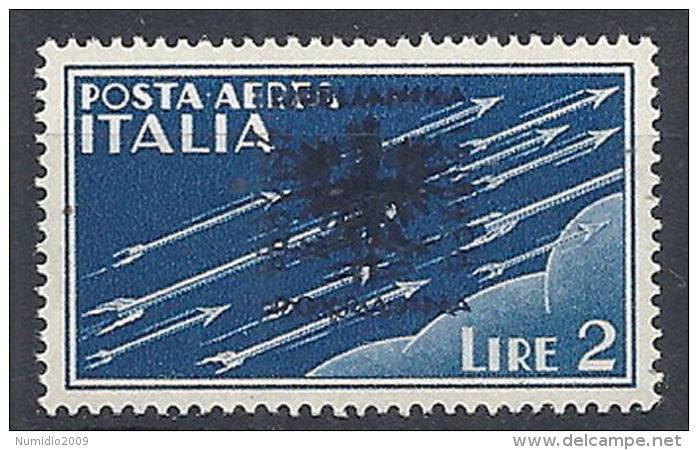 1944 OCCUPAZIONE TEDESCA LUBIANA POSTA AEREA 2 LIRE VARIETà MNH ** - RR12219 - German Occ.: Lubiana