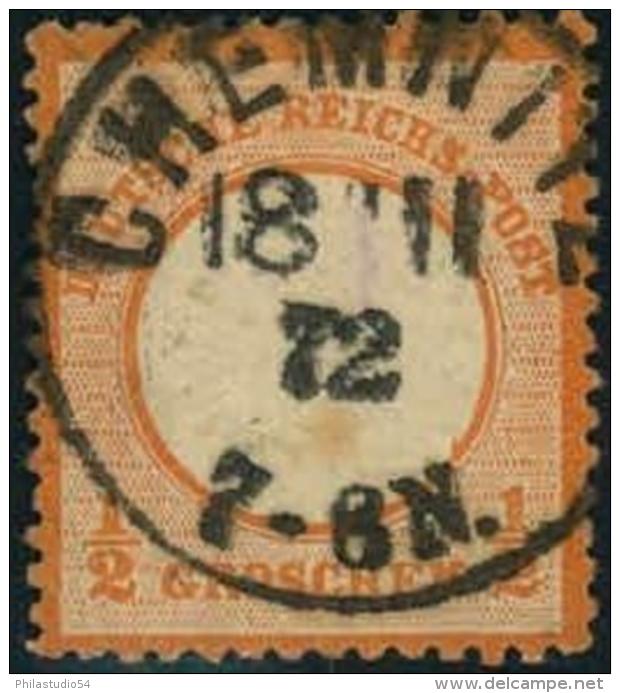 1872, 1/2 Groschen Kleiner Brustschild Zinnober - CHAMNITZ - Used Stamps