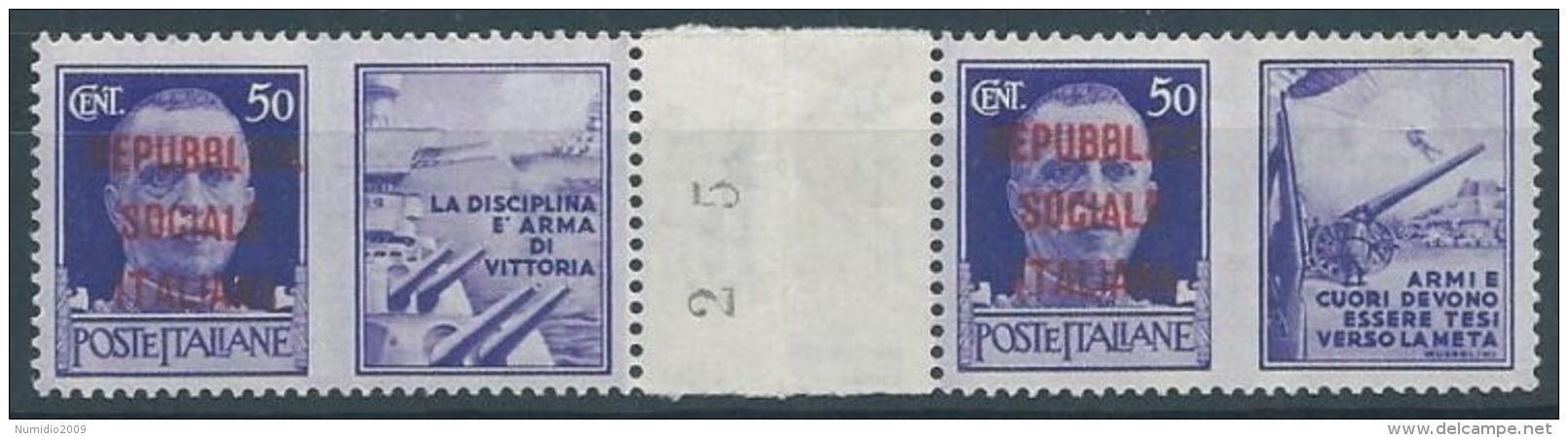 1944 RSI PROPAGANDA DI GUERRA 50 CENT COPPIA PONTE MNH ** - RR4734 - Kriegspropaganda