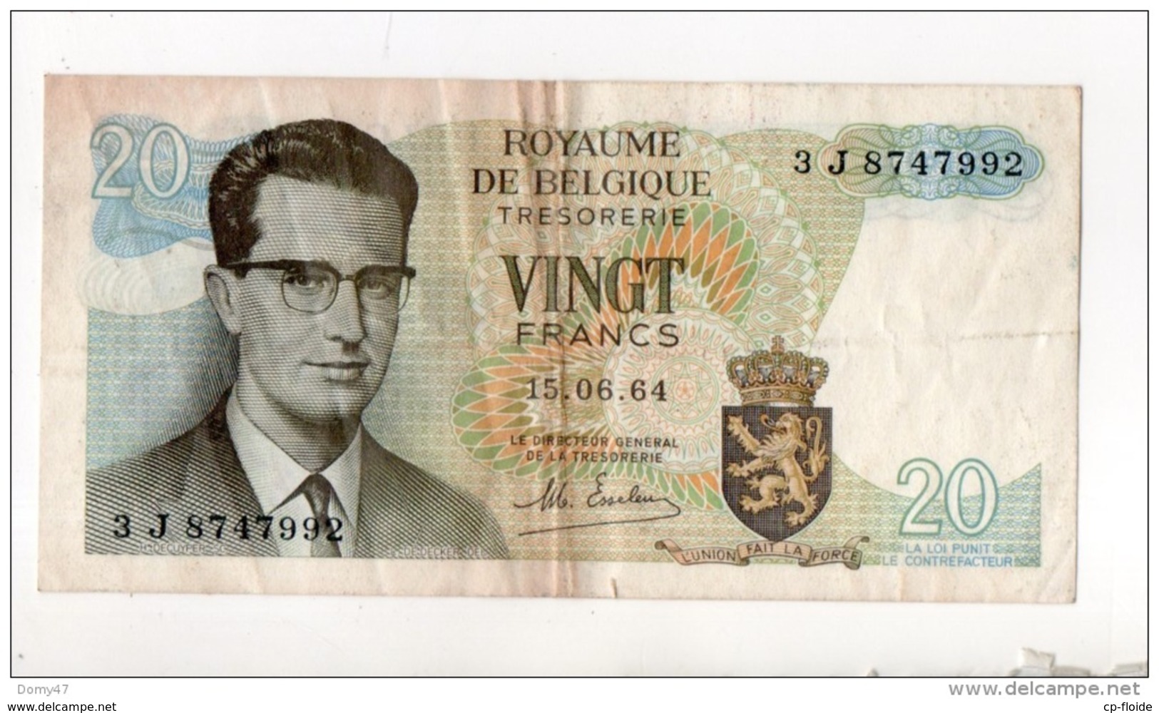 BELGIQUE . ROYAUME DE BELGIQUE 20 VINGT FRANCS . 15/06/1964 - Réf. N°10811 - - Sonstige & Ohne Zuordnung