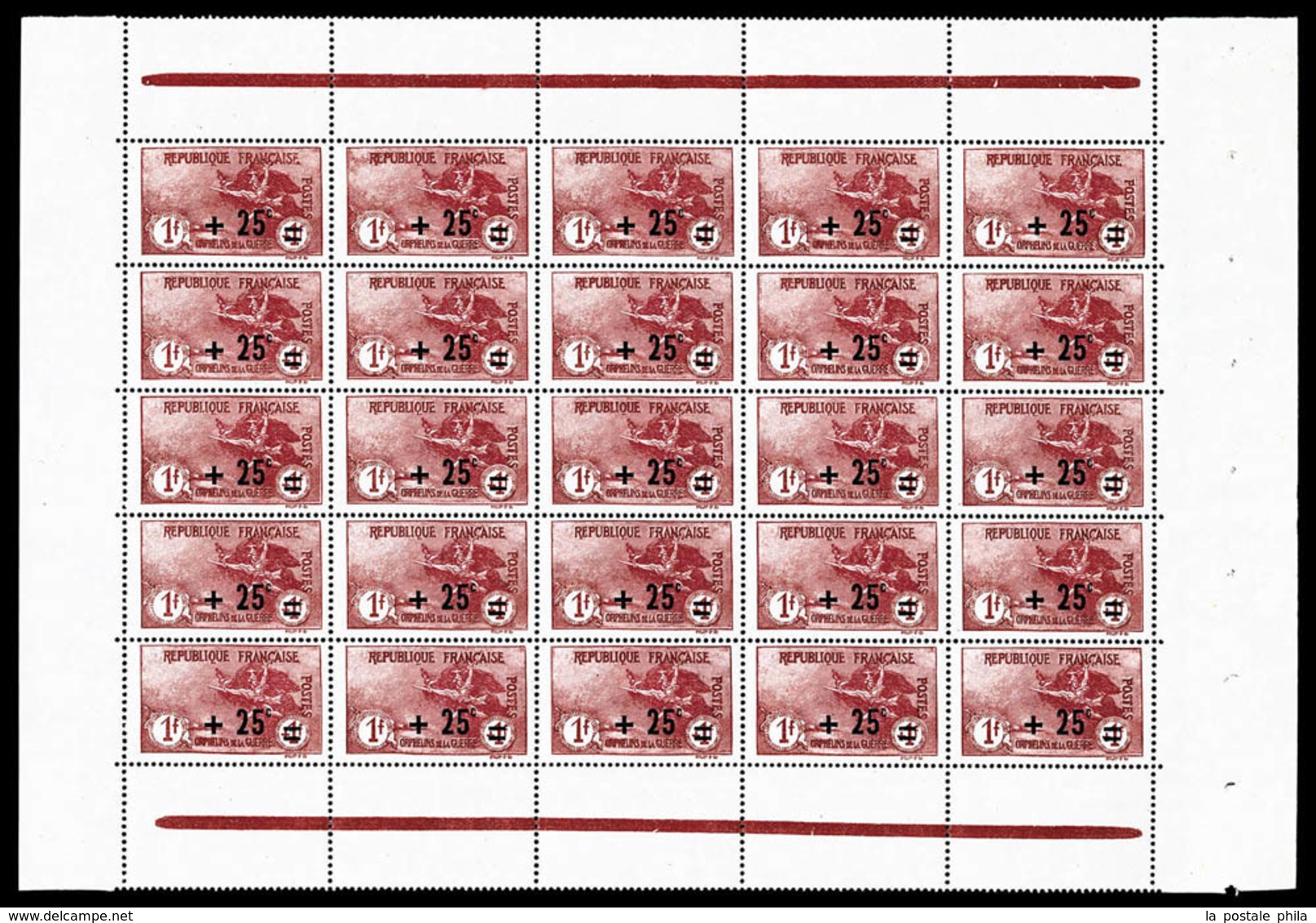 ** N°162/69, Série Orphelins De 1922, Les 8 Exemplaires En Panneaux De 25 Exemplaires, Très Bon Centrage, SUP (certifica - Ganze Bögen