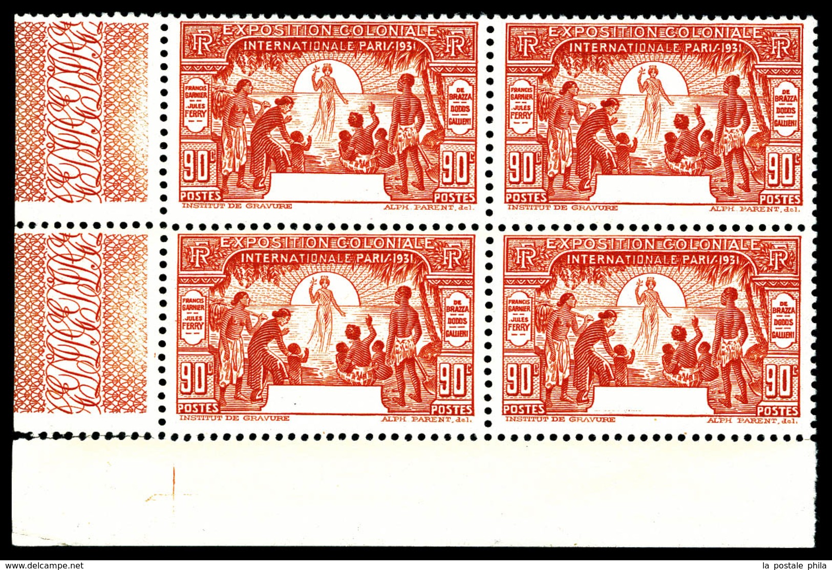 ** CAMEROUN N°151a, 90c Orange, Sans CAMEROUN En Bloc De Quatre Cdf. TB  Qualité: **  Cote: 338 Euros - Ungebraucht