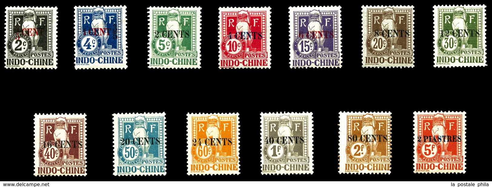 * INDOCHINE Taxe, N°18/30, Série Complète De 1919, Les 13 Val TB  Qualité: *  Cote: 200 Euros - Ungebraucht