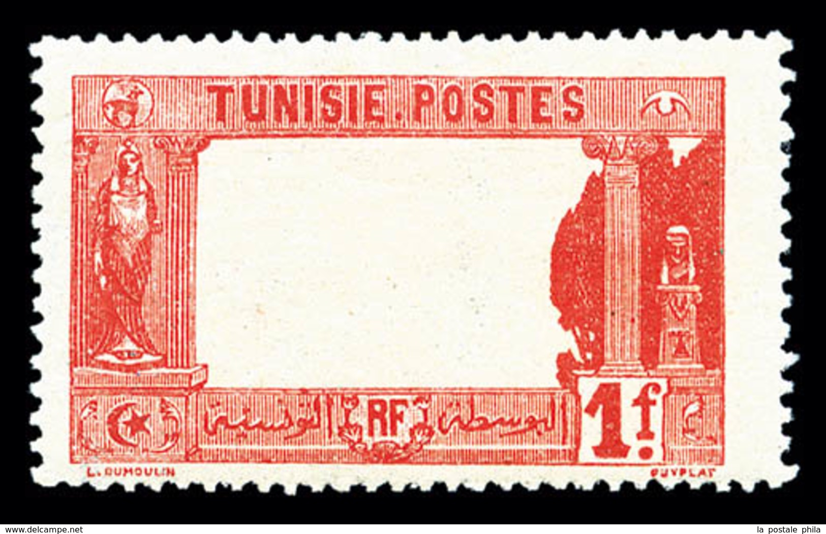 * TUNISIE N°39Aa, 1F Rouge, CENTRE OMIS, RARE Et SUP (signé/certificat)   Qualité: *  Cote: 2200 Euros - Ungebraucht