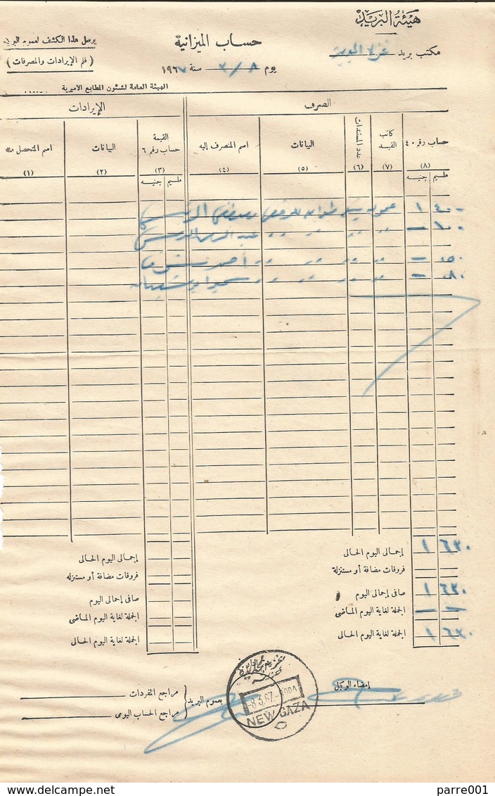 Egypt 1967 New Gaza Palestine Captured Postal Form By Israeli Army During Six Day War - Briefe U. Dokumente