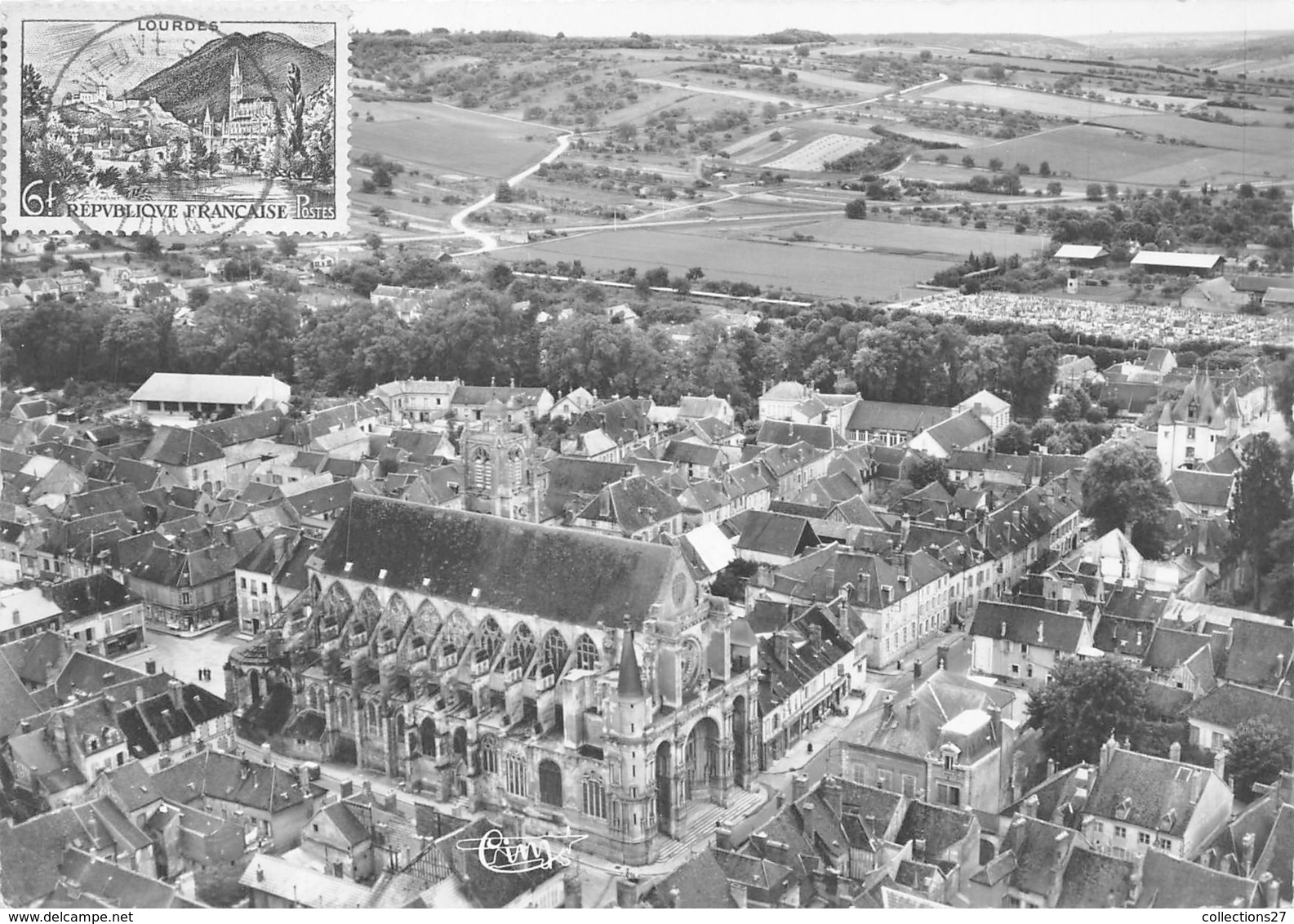 89-VILLENEUVE-SUR-YONNE- VUE AERIENNE SUR L'EGLISE NOTRE-DAME - Villeneuve-sur-Yonne