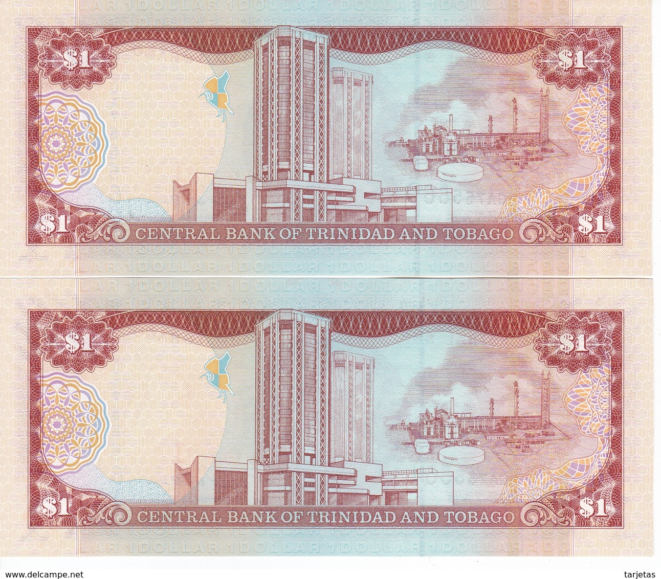 PAREJA CORRELATIVA DE TRINIDAD Y TOBAGO DE 1 DOLLAR DEL AÑO 2006 SIN CIRCULAR-UNCIRCULATED (IBIS-PAJARO-BIRD) - Trinidad & Tobago