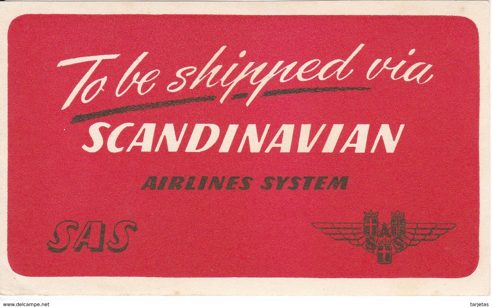 ANTIGUA ETIQUETA DE LA COMPAÑIA AEREA SCANDINAVIAN AIRLINES SYSTEM (AVION-PLANE) SAS - Baggage Etiketten