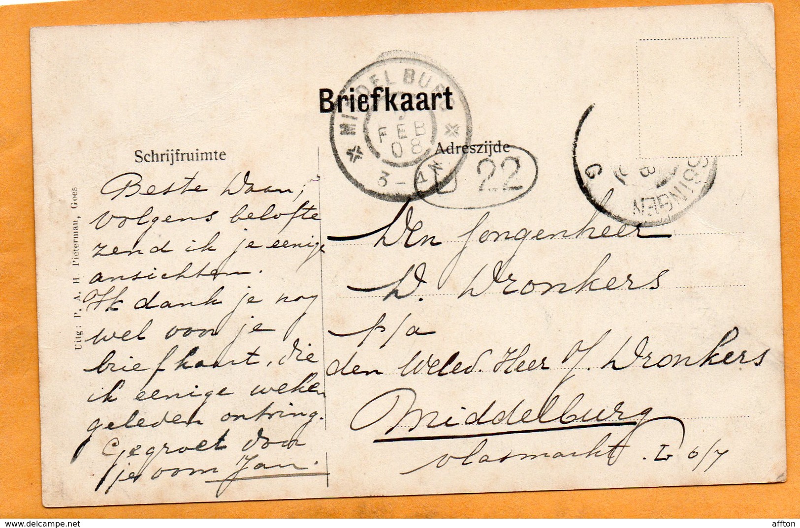 Goes Netherlands 1908 Postcard - Goes