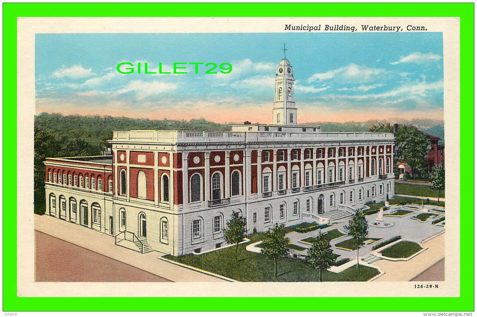 WATERBURY, CT - MUNICIPAL BUILDING -  GRAMATAN ART CO - - Waterbury