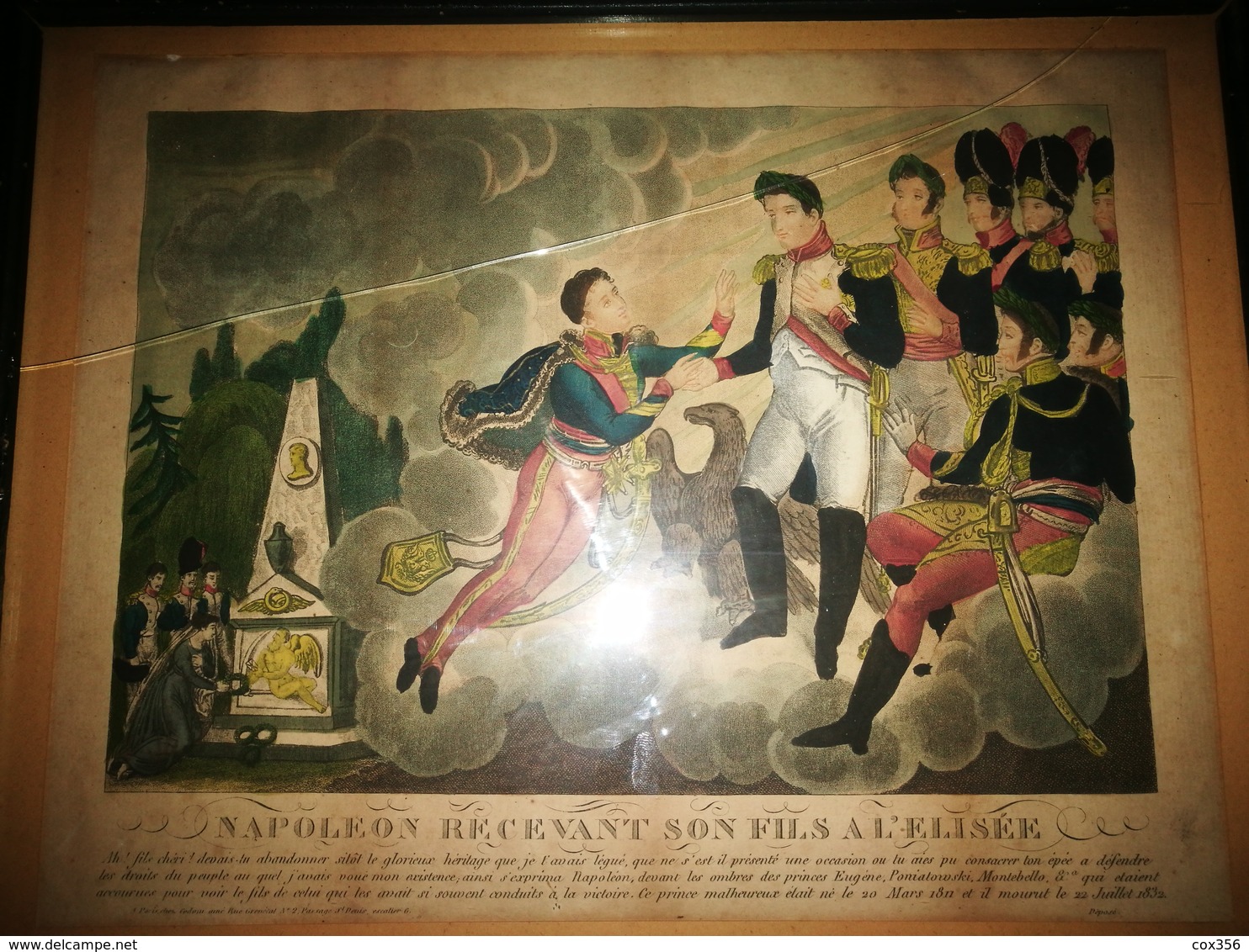 Lithographie Coloriser NAPOLEON Recevant Son Fils à L'Élysée - Lithographies