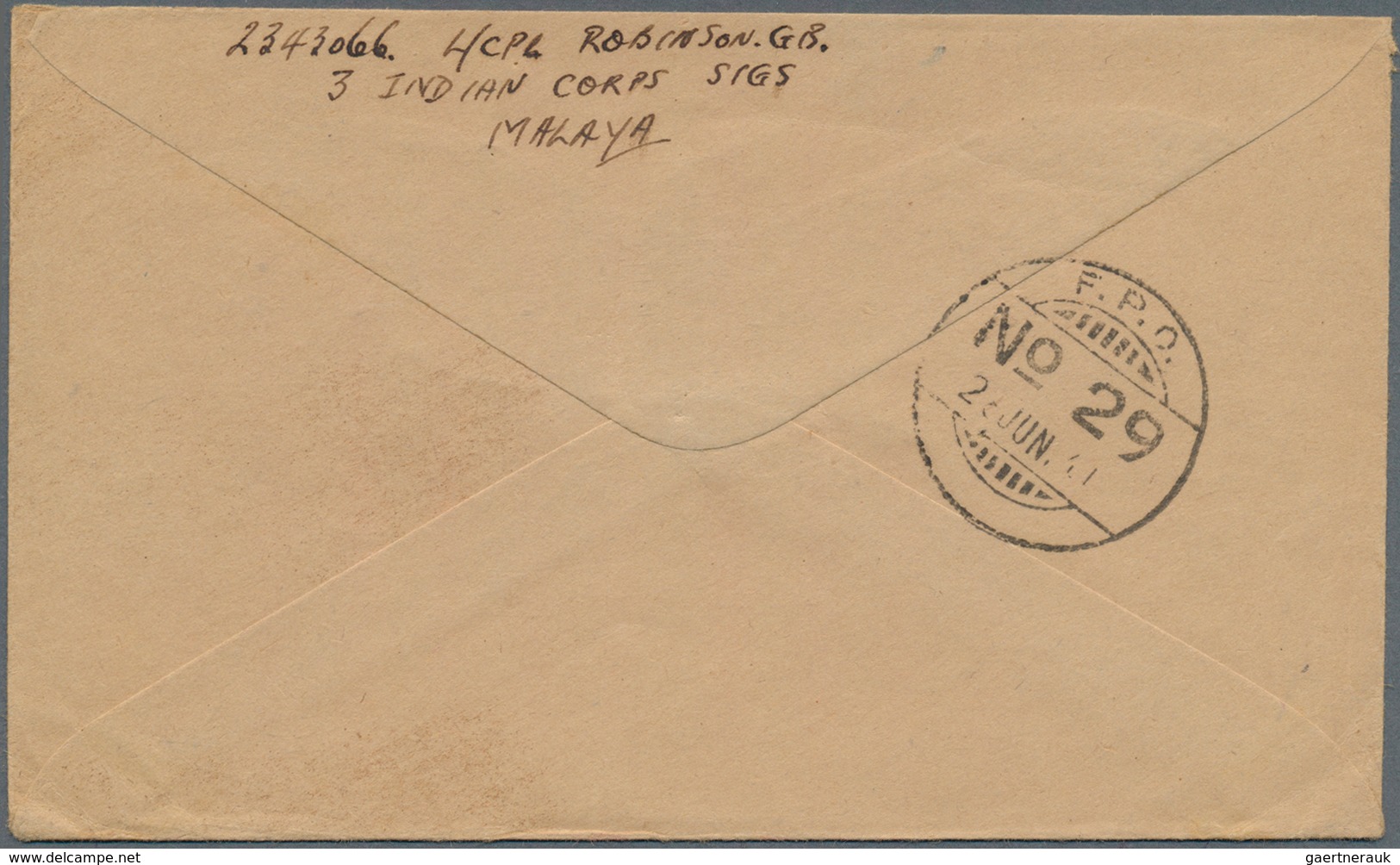 Malaiische Staaten - Selangor: 1941, FORCES MAIL: Mosque 8c. Grey Single Use On 'OHMS' Cover Cancell - Selangor