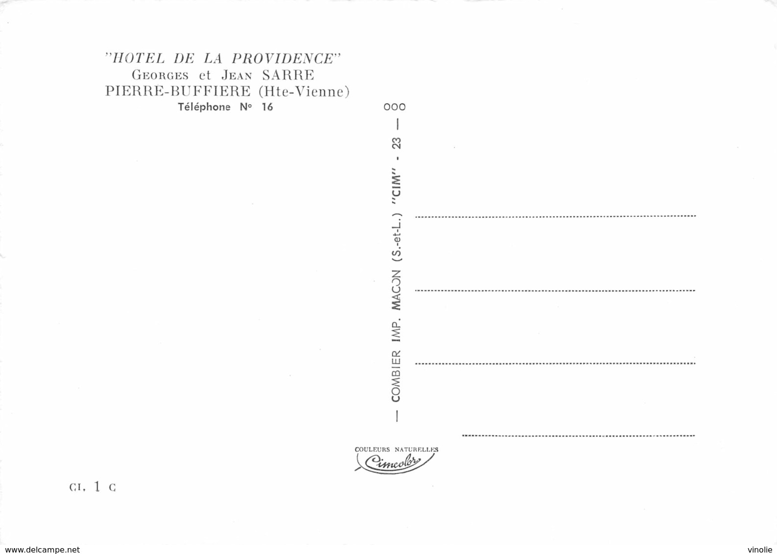 P-Vi-18-5319 : PIERRE-BUFFIERE. HOTEL DE LA PROVIDENCE. GEORGES ET JEAN SARRE. - Pierre Buffiere