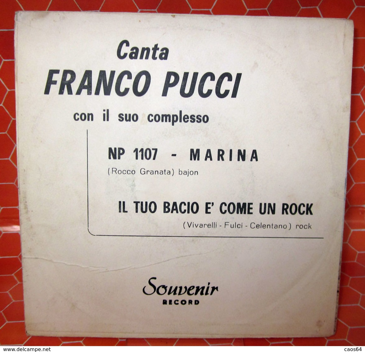 MARINA IL TUO BACIO E' COME UN ROCK SEXY COVER NO VINYL 45 GIRI - 7" - Accessories & Sleeves