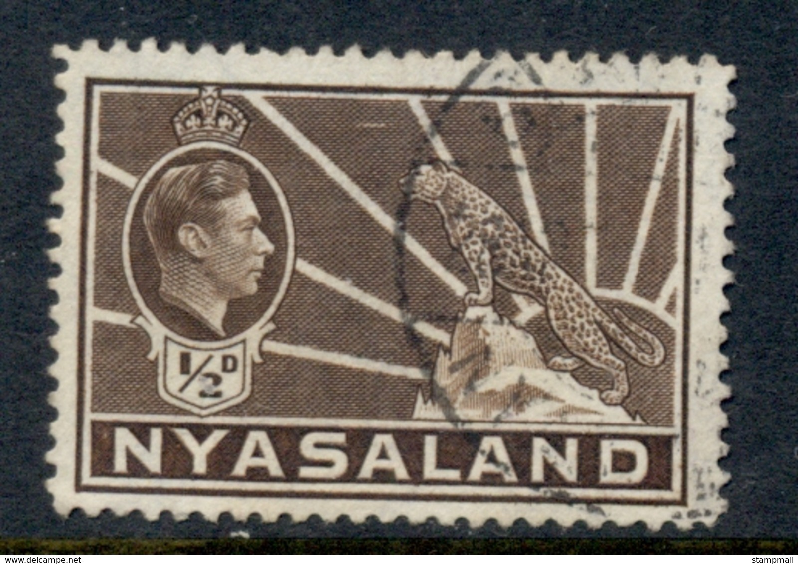 Nyasaland 1938-44 KGVI & Leopard 0.5d Brown FU - Nyassaland (1907-1953)