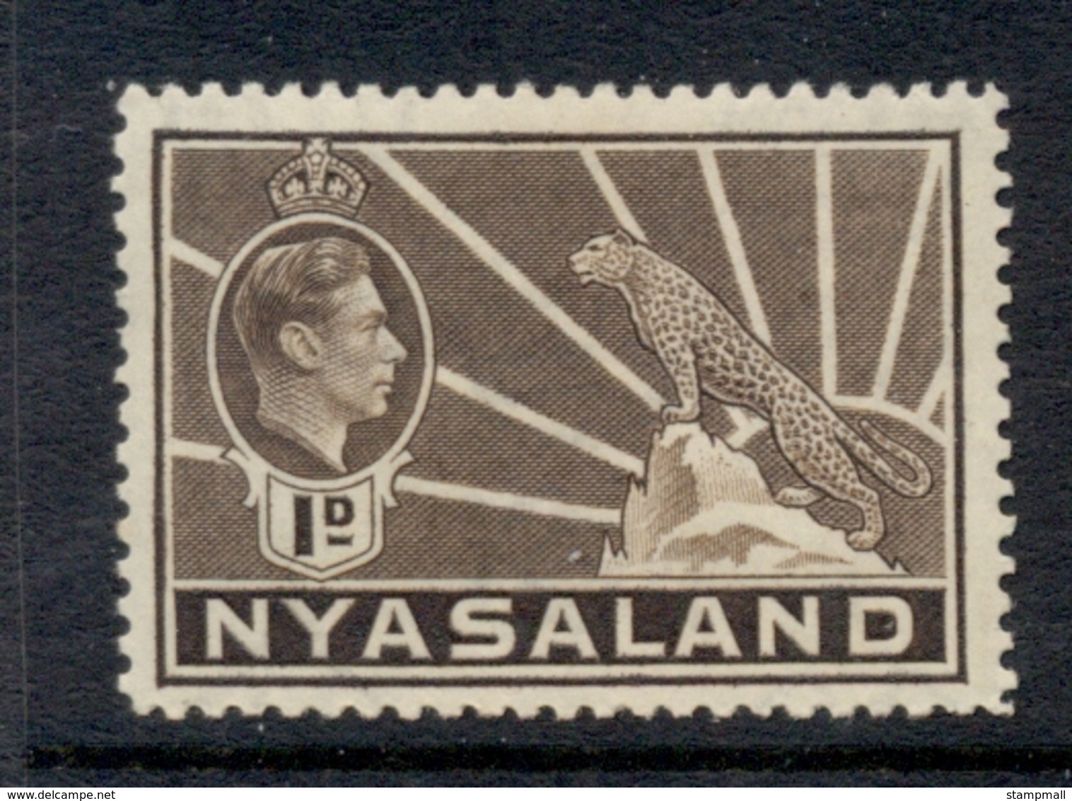Nyasaland 1938-44 KGVI & Leopard 1d Brown MLH - Nyassaland (1907-1953)